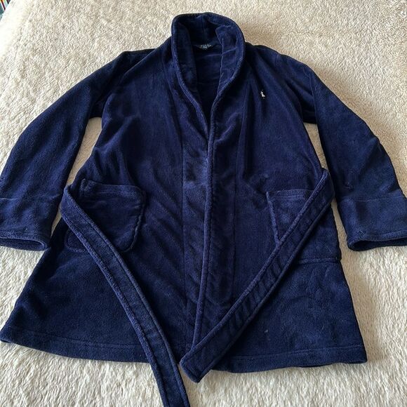 Polo Ralph Lauren plushy robe blue size medium - Picture 3 of 16